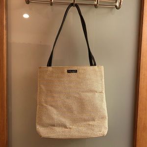 NWOT Kate Spade NY Navy/Cream Seersucker Purse